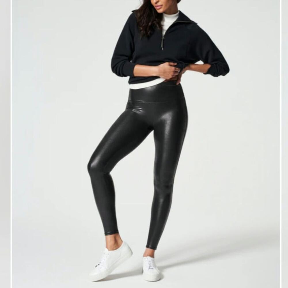 SPANXshape™ Faux Leather Stretch Leggings Size Small